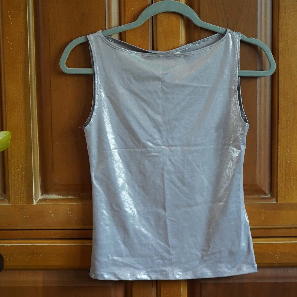 Silver Metallic Tank Top
